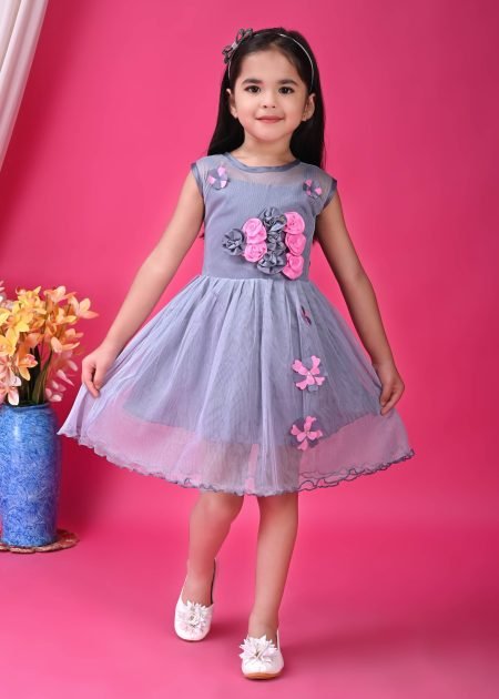Grey applique party wear dress