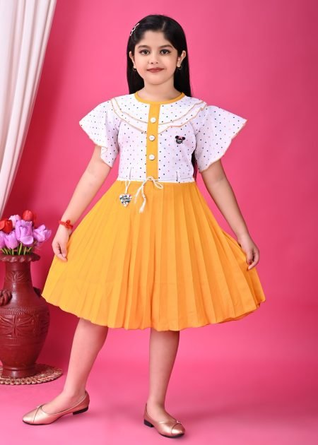 Knee Length Fit And Flare Dress In Yellow