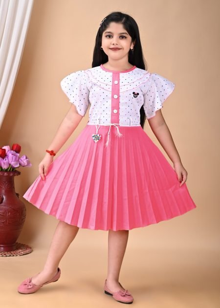 Knee Length Fit And Flare Dress In Pink