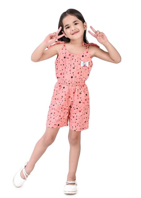 Girl's Summer Peach Jumpsuit
