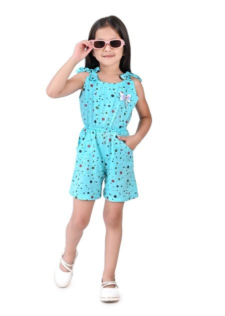 Girl's Summer Aqua Blue Jumpsuit