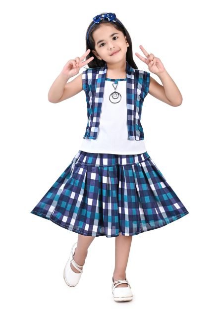 Girl's Casual Top And Skirt Set